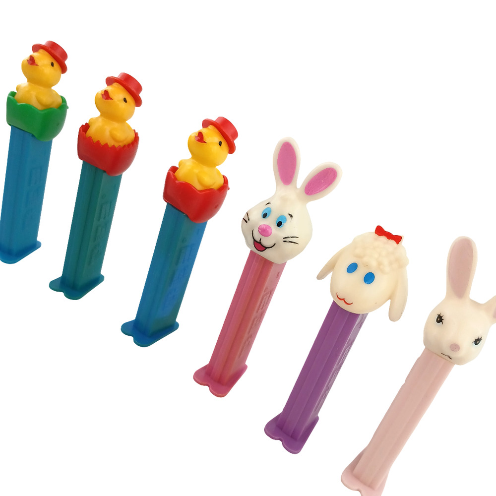 Lot of 6 PEZ Candy Dispenser Easter Holiday Collectible Rabbit Chick Sheep
